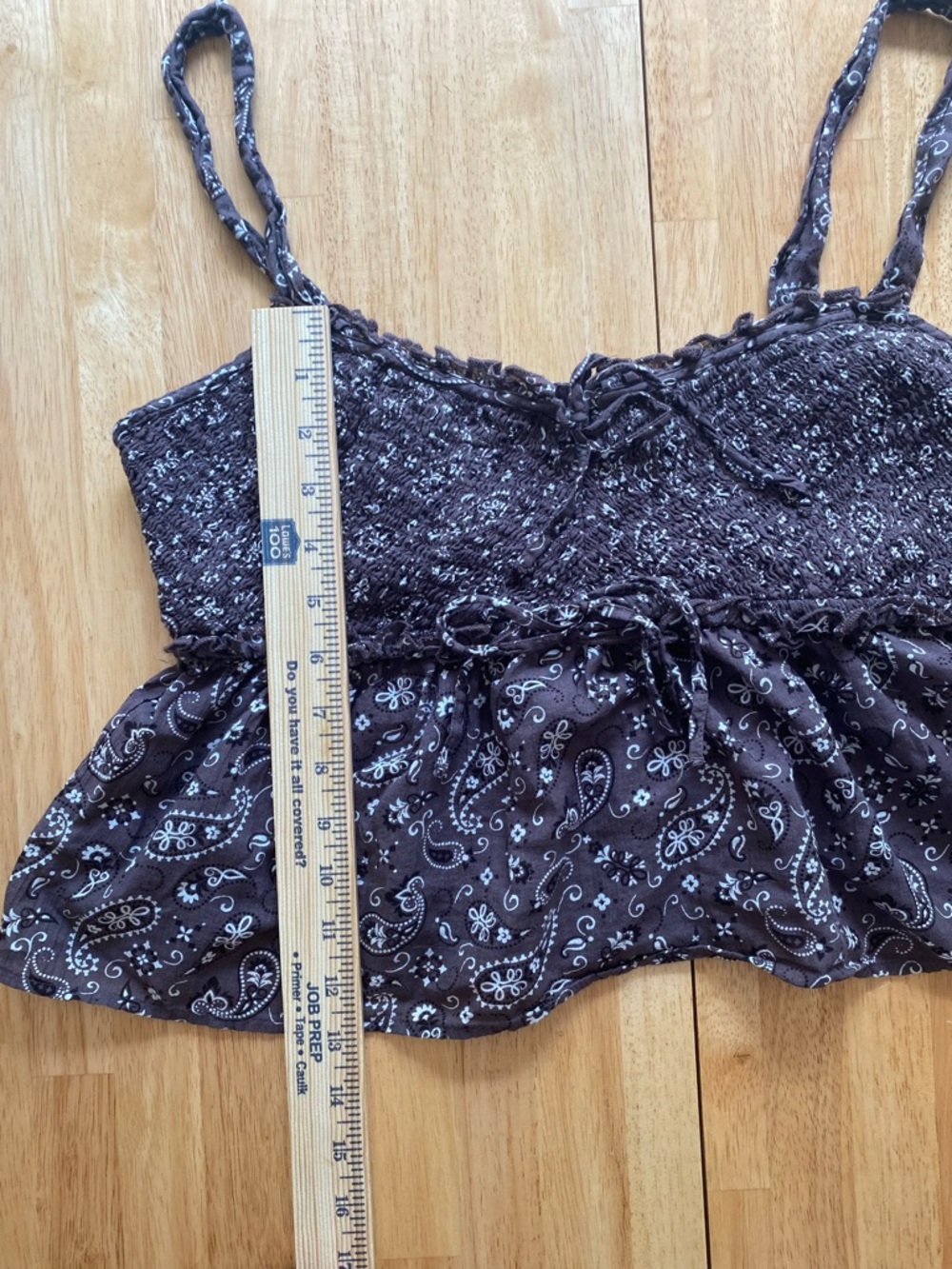 American Eagle Brown Paisley Cropped Babydoll Cami Tank Cowgirl 🤠 Size M - Picture 5 of 7